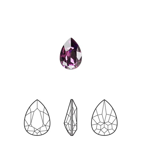 Fancy stone 4pk amethyst foil back, Crystal Passions® 10x7mm pear 4320 image number 0