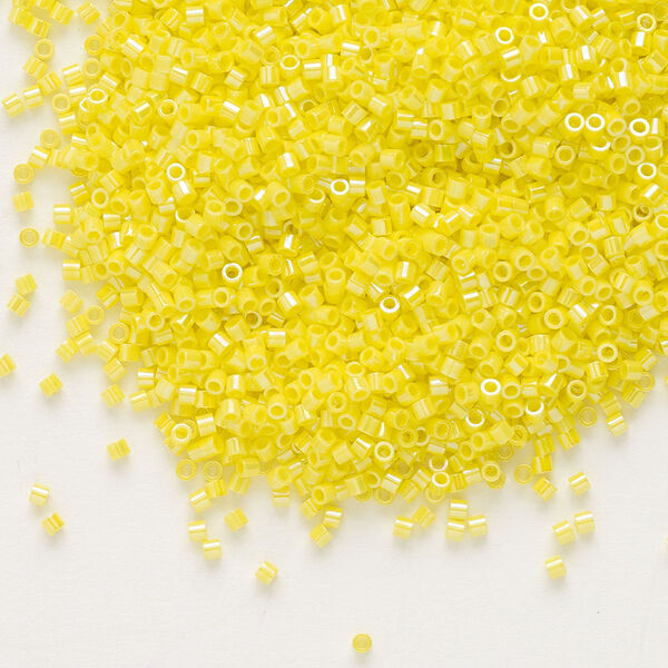Seed bead, Delica®, glass, pkg/7.5g, #15 round, opaque rainbow yellow (DBS-0160). image number 0