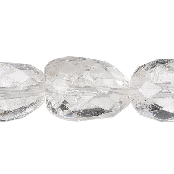 Quartz crystal 1pkg1, hand-faceted tumbled nugget bead natural 15.5-16 inch large image number 0