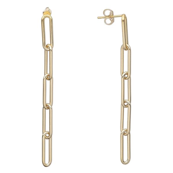 Earstud 1pkg2 14Kt gold-filled, 55x4 inch / paperclip / 5-link, 1 pair image number 0