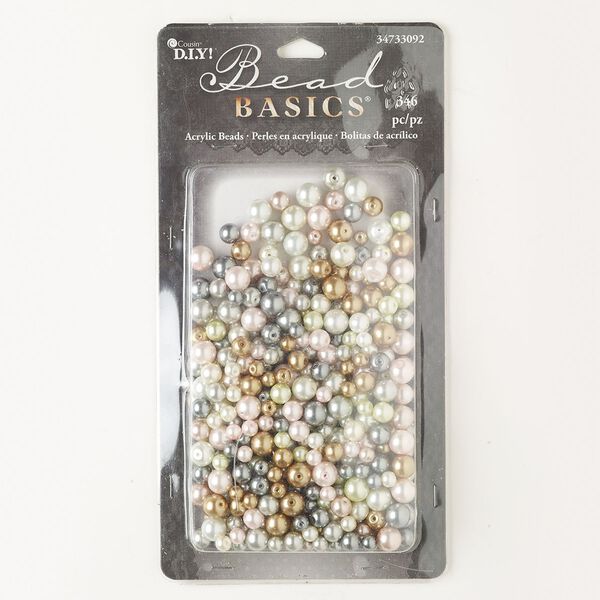 Bead mix, acrylic pearl, pkg/346, mixed colors, 6mm round. image number 0