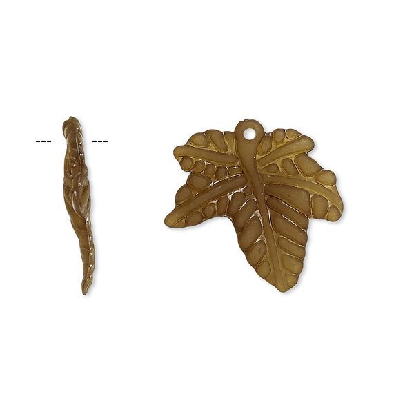 Drop, acrylic, frosted olive, 20mm leaf. Sold per pkg of 100. image number 0