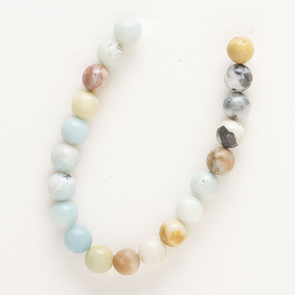 Flower amazonite 1pkg1, matte round bead natural 8 inch 10mm image number 0