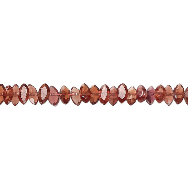 Garnet 1pkg1, hand-cut faceted puffed marquise bead natural 14 inch 5x2mm-6x3mm image number 0
