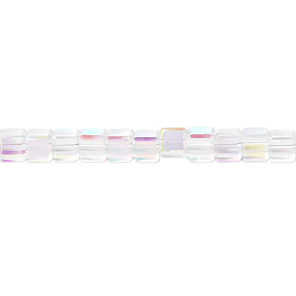Bead, 18-facet, clear AB, 4mm faceted cube. Sold per 15-1/2" to 16" strand, approximately 100 beads. image number 0