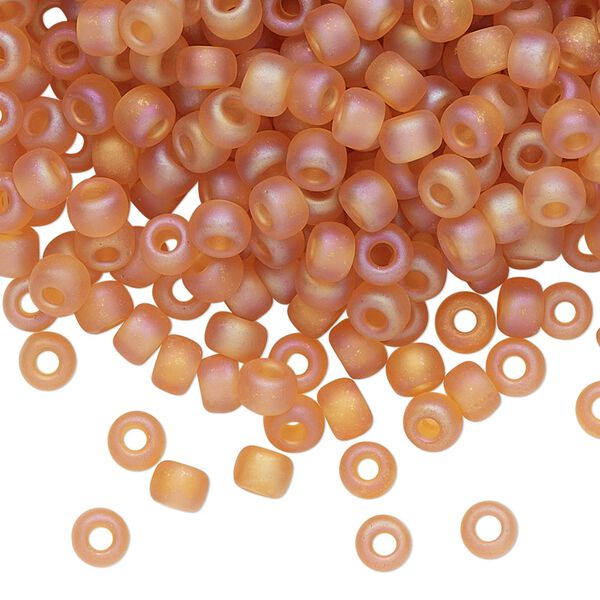 Seed bead, Miyuki, glass, pkg/25g, #6 rocaille, translucent matte rainbow topaz, (RR-133FR). image number 0