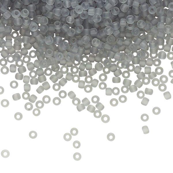 Seed bead, TOHO BEADS®, glass, pkg/7.5g, #11 round, translucent frosted light grey (TR-11-9F). image number 0