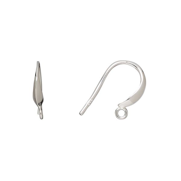 Ear wire fishhook 1pkg2 sterling silver, 13.5mm / closed loop, 17 gauge 1 pair image number 0