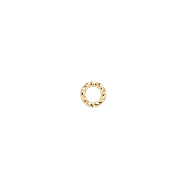 Jump ring, gold-plated brass, 6mm twisted round, 3.6mm inside diameter, 16 gauge. Sold per pkg of 1,000. image number 0
