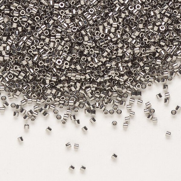 Seed bead, Delica®, glass, pkg/50g, #15 round, opaque nickel-plated (DBS-0021). image number 0