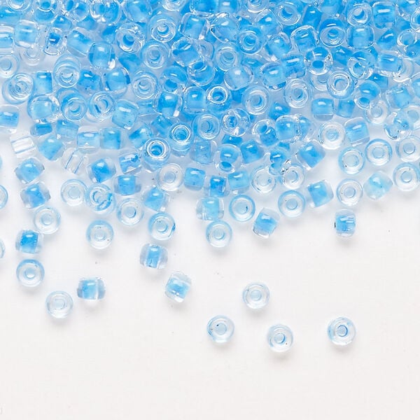Glass Dyna-Mites™ seed bead 1pkg1, #8 round transparent inside dyed color sky blue (244 8/0 RR) 40g image number 0