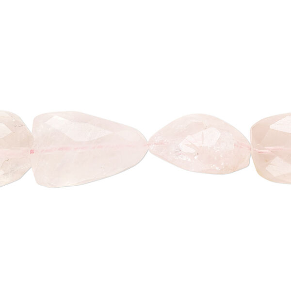 Bead, rose quartz (natural), small to large hand-cut faceted nugget with 0.4-1.4mm hole, Mohs hardness 7. Sold per 10-inch strand. image number 0
