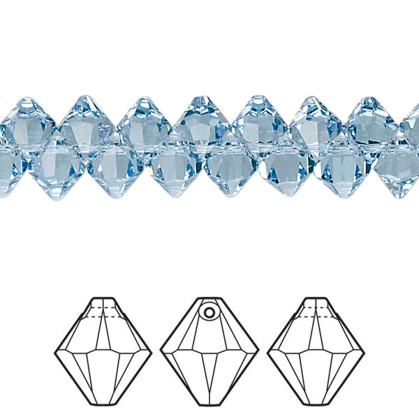 Drop 12pk aquamarine, Crystal Passions® 6mm pendant bicone 6328 image number 0