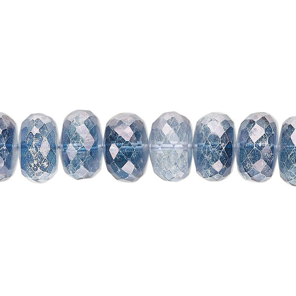 Quartz crystal 1pkg1, hand-cut faceted rondelle bead 8 inch 9x5mm-11x7mm image number 0