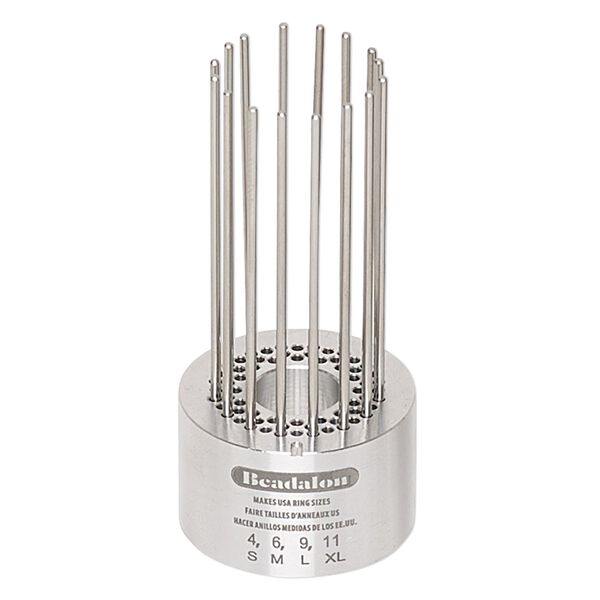 Ring weaver, Beadalon®, foam / aluminum / steel, white, 1-1/4 x 3/4 inch base / 2-3/4 inch pegs / 1 x 1/4 inch disc. Sold per 20-piece set. image number 0
