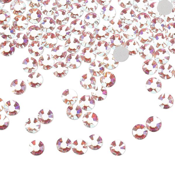 Flat back, Dance With Me™ crystal rhinestone, crystal AB, foil back, 3.8-4mm rose, SS16. Sold per pkg of 1,440 (10 gross). image number 0