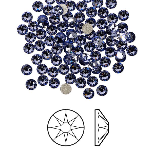 Flat back 144pk tanzanite foil back, Crystal Passions® 3-3.2mm rose round SS12 2088 image number 0