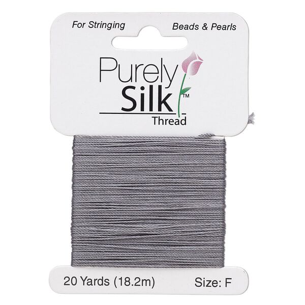 Thread, Purely Silk™, 3-ply, dark grey, size F. Sold per 20-yard card. image number 0