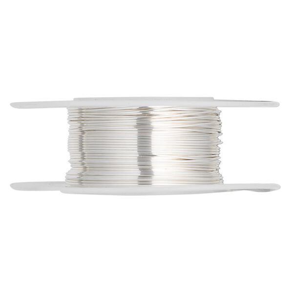 Wire, sterling silver, half-hard, round, 24 gauge. Sold per pkg of 5 feet. image number 0