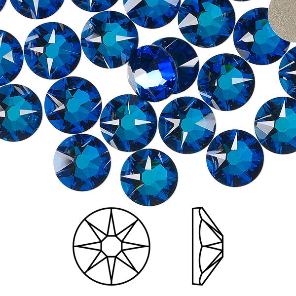 Flat back 144pk crystal Bermuda blue foil back, Swarovski® 8.412-8.672mm rose round SS40 2088 image number 0