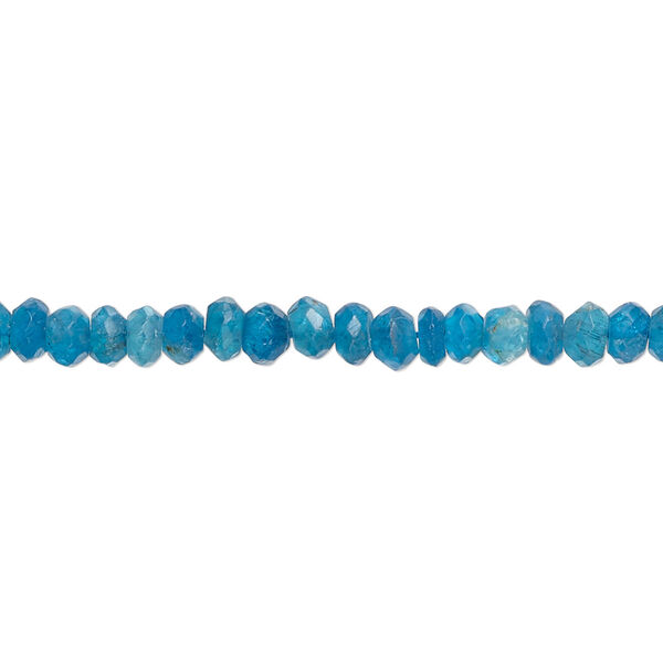 Neon blue apatite 1pkg1, hand-cut faceted rondelle bead natural 13 inch 4x2mm-4x3mm image number 0
