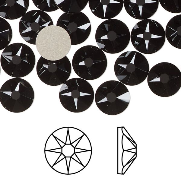Flat back 12pk jet foil back, Crystal Passions® 8.412-8.672mm rose round SS40 2088 image number 0
