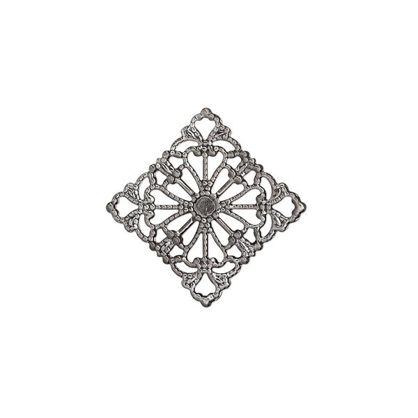 Link, gunmetal-plated brass, 21.5x21.5mm single-sided filigree diamond. Sold per pkg of 25. image number 0
