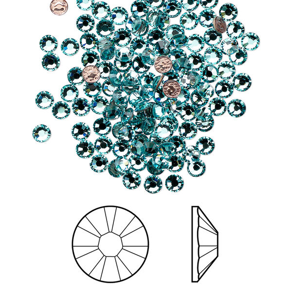 Flat back 1440pk light turquoise foil back, Swarovski® hotfix 2.7-2.9mm rose round SS10 2038HF image number 0