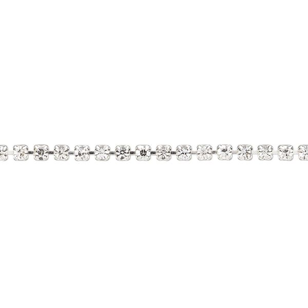 Cupchain, glass rhinestone and silver-plated brass, clear, 2mm round. Sold per pkg of 1 meter, approximately 320 cups. image number 0