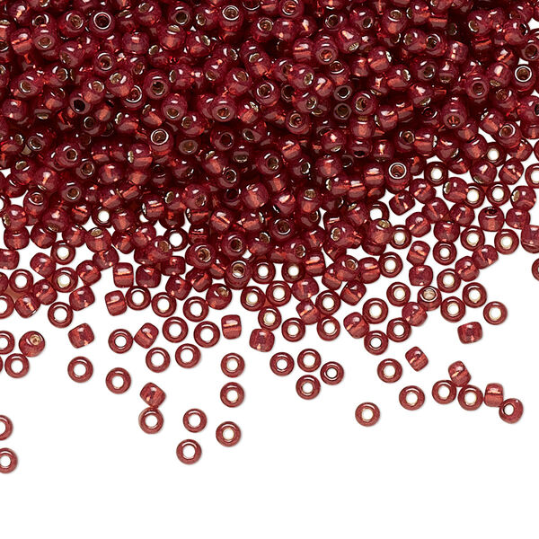 Seed bead, TOHO BEADS®, glass, pkg/250g, #11 round, transparent silver-lined milky pomegranate (TR-11-2113). image number 0