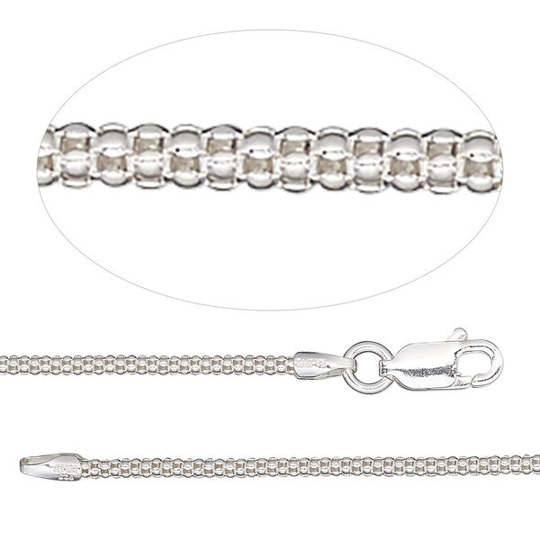 Chain, sterling silver, 1.6mm popcorn, 16 inches with lobster claw clasp. Sold individually. image number 0