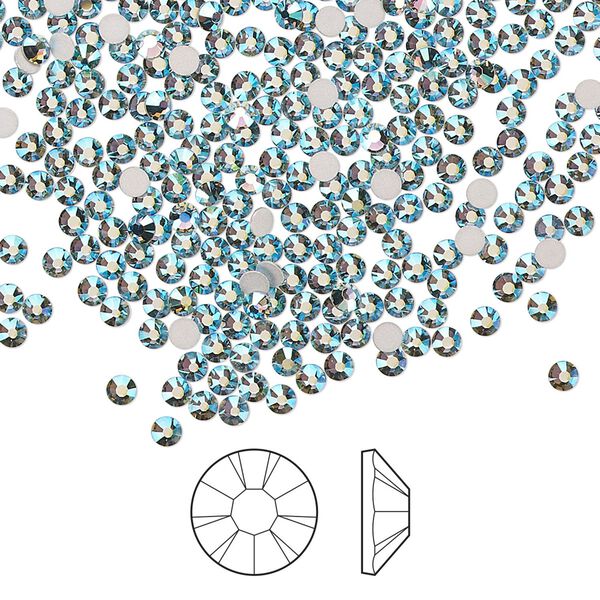 Flat back 144pk smoked sapphire AB foil back, Preciosa MAXIMA Czech crystal rhinestone 2.1-2.3mm chaton rose round SS7 image number 0