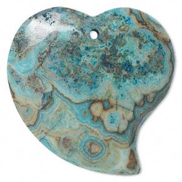 Crazy lace agate 1pkg1, flat-sided falling heart focal 45x41mm image number 0