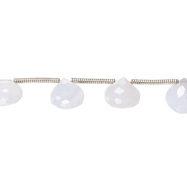 Blue chalcedony 1pkg18, hand-cut top-drilled faceted teardrop bead 7-8mm image number 0