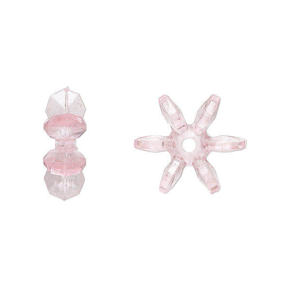 Bead, acrylic, transparent light pink, 14x5mm paddle wheel. Sold per pkg of 500. image number 0