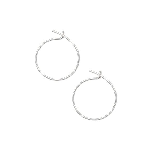 Hoop, silver-plated brass, 12mm round, 23 gauge. Sold per pkg of 5 pairs. image number 0