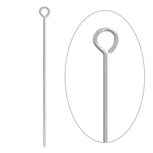 Eye pin, stainless steel, 2 inches, 21 gauge. Sold per pkg of 1,000. image number 0