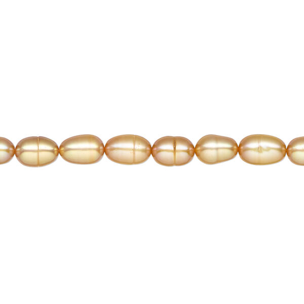 Pearl, cultured freshwater (dyed), satin sand, 4-5mm rice, C- grade, Mohs hardness 2-1/2 to 4. Sold per 15-inch strand. image number 0