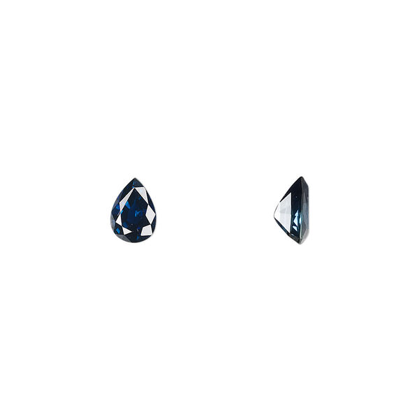 Blue sapphire 1pkg1, hand-cut faceted pear gem A grade, 7x5mm image number 0