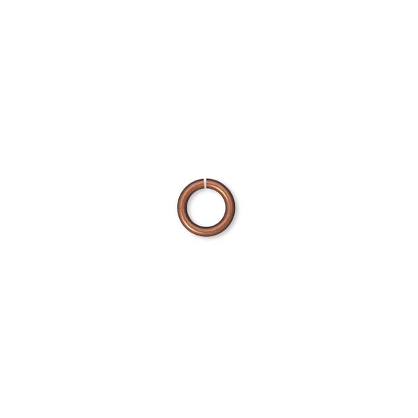Jump ring, antique copper-plated brass, 6mm round, 4.2mm inside diameter, 18 gauge. Sold per pkg of 500. image number 0