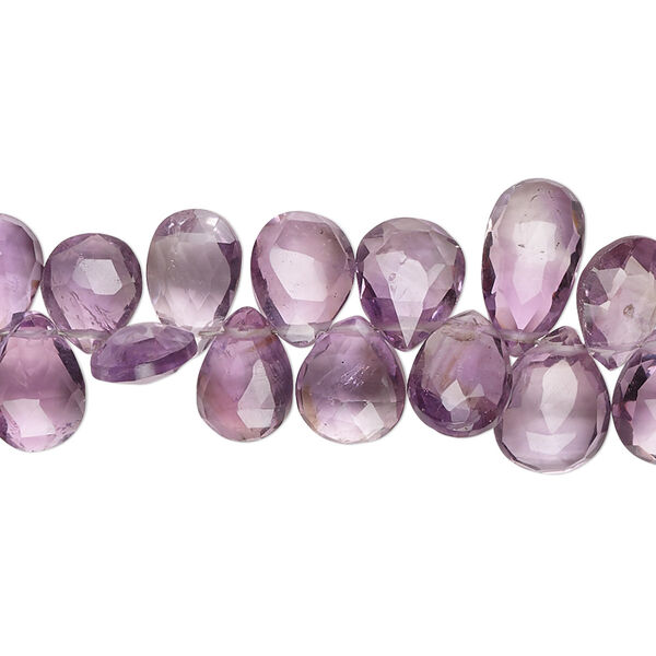 Amethyst 1pkg1, hand-cut top-drilled faceted puffed teardrop bead natural 7 inch 8x6mm-13x8mm image number 0