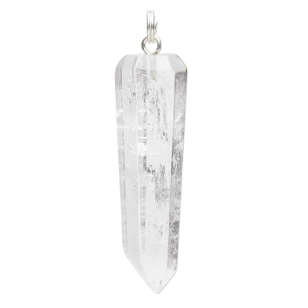 Focal 1pkg1 quartz crystal / sterling silver, 40x13mm point, natural image number 0