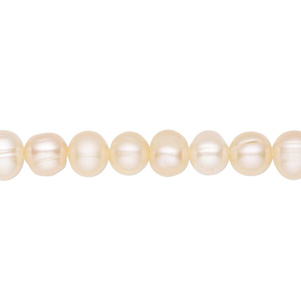 Pearl, cultured freshwater, peach, 6-7mm semi-round, D grade, Mohs hardness 2-1/2 to 4. Sold per 16-inch strand. image number 0