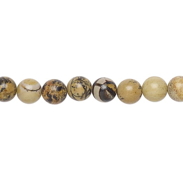 Limestone 1pkg1, round bead natural 15.5-16 inch 6mm image number 0