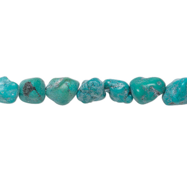 Bead, turquoise (dyed / stabilized), blue-green, mini nugget. Sold per 15-inch strand. image number 0