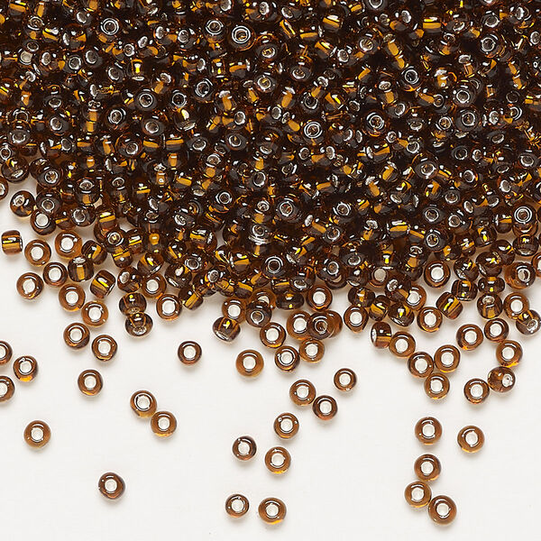 Seed bead, Dyna-Mites™, glass, pkg/1/2kg, #11 round, transparent silver-lined root beer, (54:RR 11/0 RR). image number 0