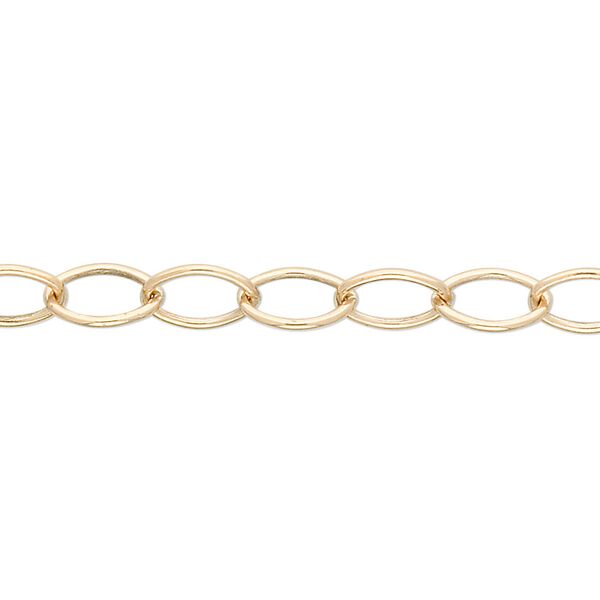 Chain, 14Kt gold-filled, 9x6mm oval cable. Sold per pkg of 5 feet. image number 0