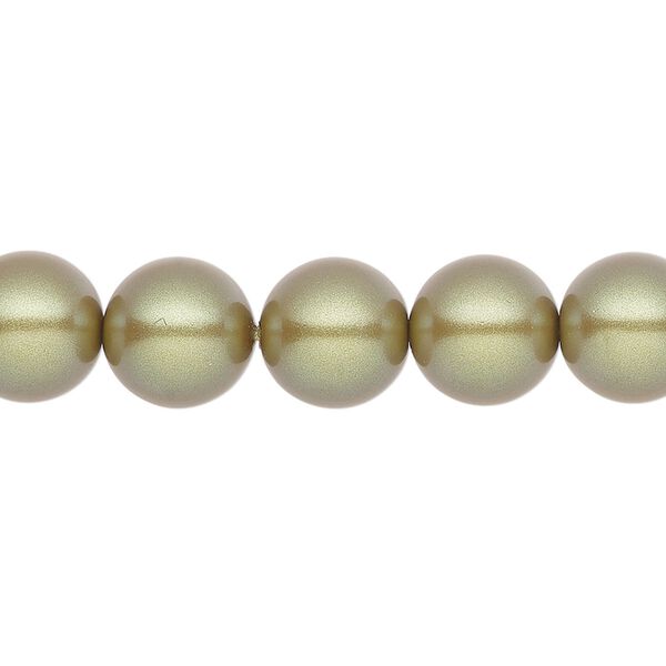 Pearl 50pk pearlescent khaki, Preciosa Czech crystal 10mm round image number 0