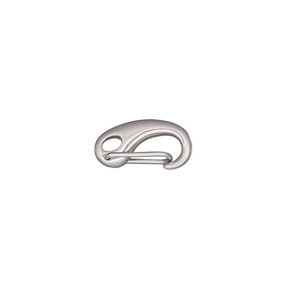 Clasp, self-closing hook, stainless steel, 15x8mm. Sold individually. image number 0