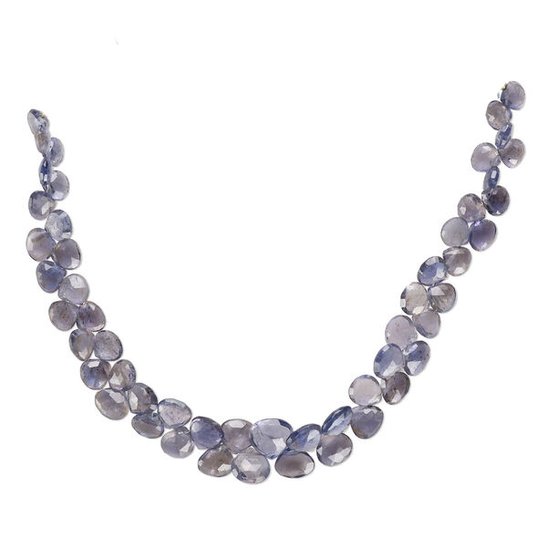 Iolite 1pkg1, hand-cut top-drilled faceted puffed teardrop bead natural 8 inch graduated 5-9mm image number 0